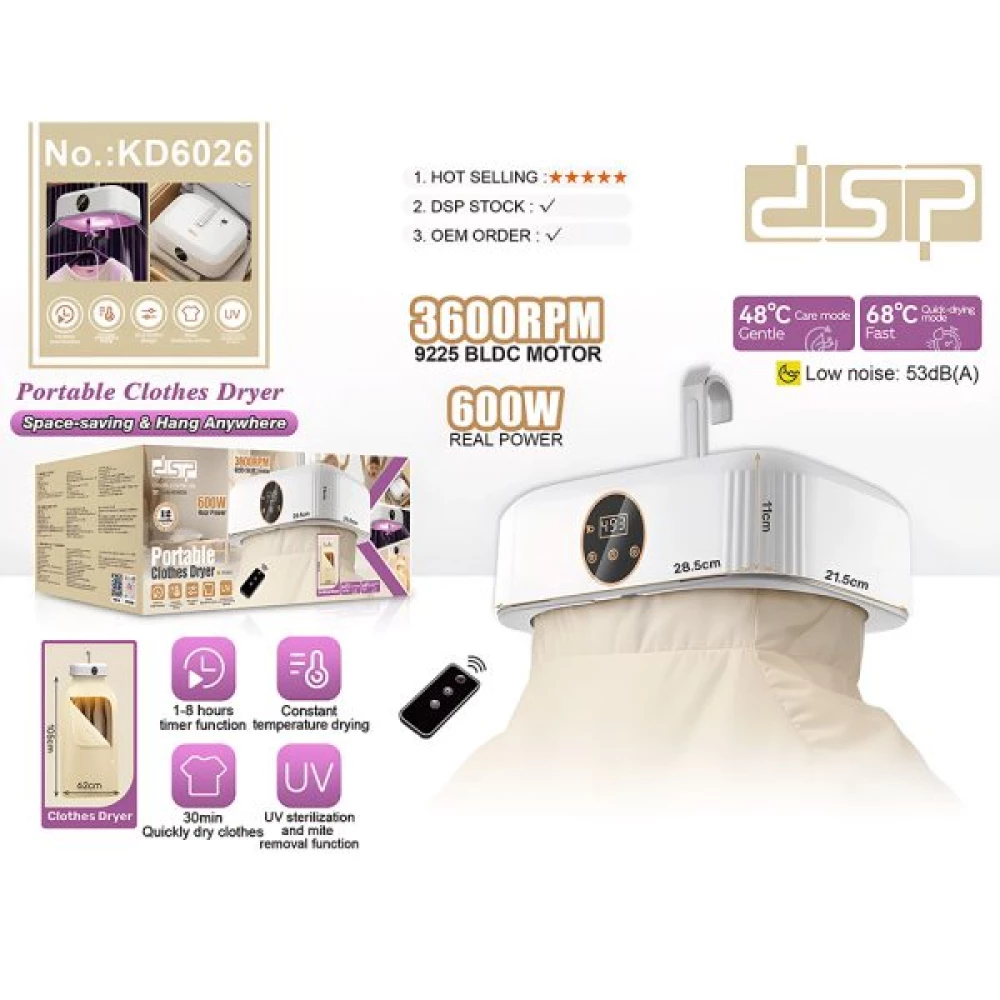 Sèche Linge Portable  Intelligent Stérilisant DSP KD6026